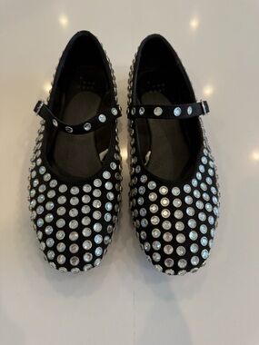 a new day Black Jeweled Mary Jane Flats